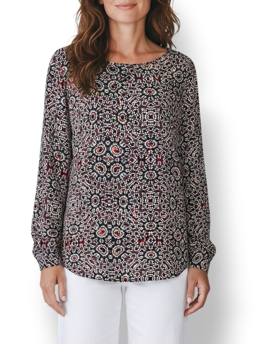 4/$20 Ann Taylor Factory Abstract Mosaic Print Long Sleeve Blouse Women’s Medium